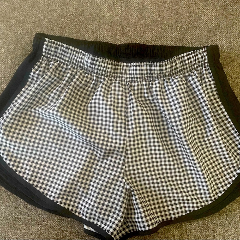 Women’s Nike dry-fit shorts.  Black and white gingham.  XL